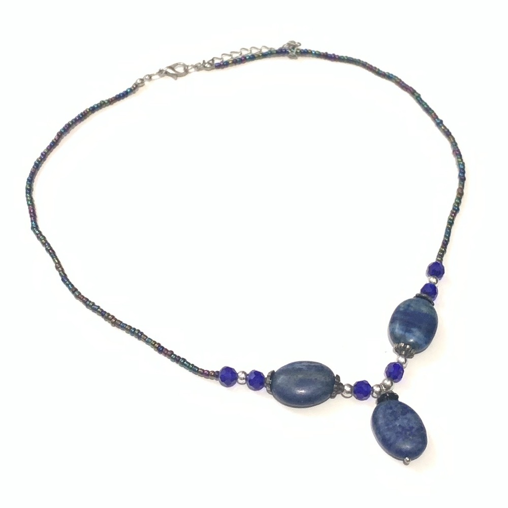 Vintage Blue Beaded Necklace